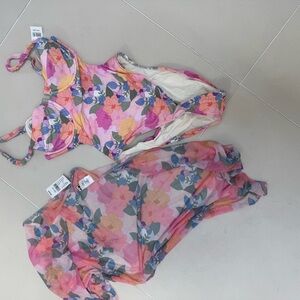 Floral Swimsuit and Cover-Up Set